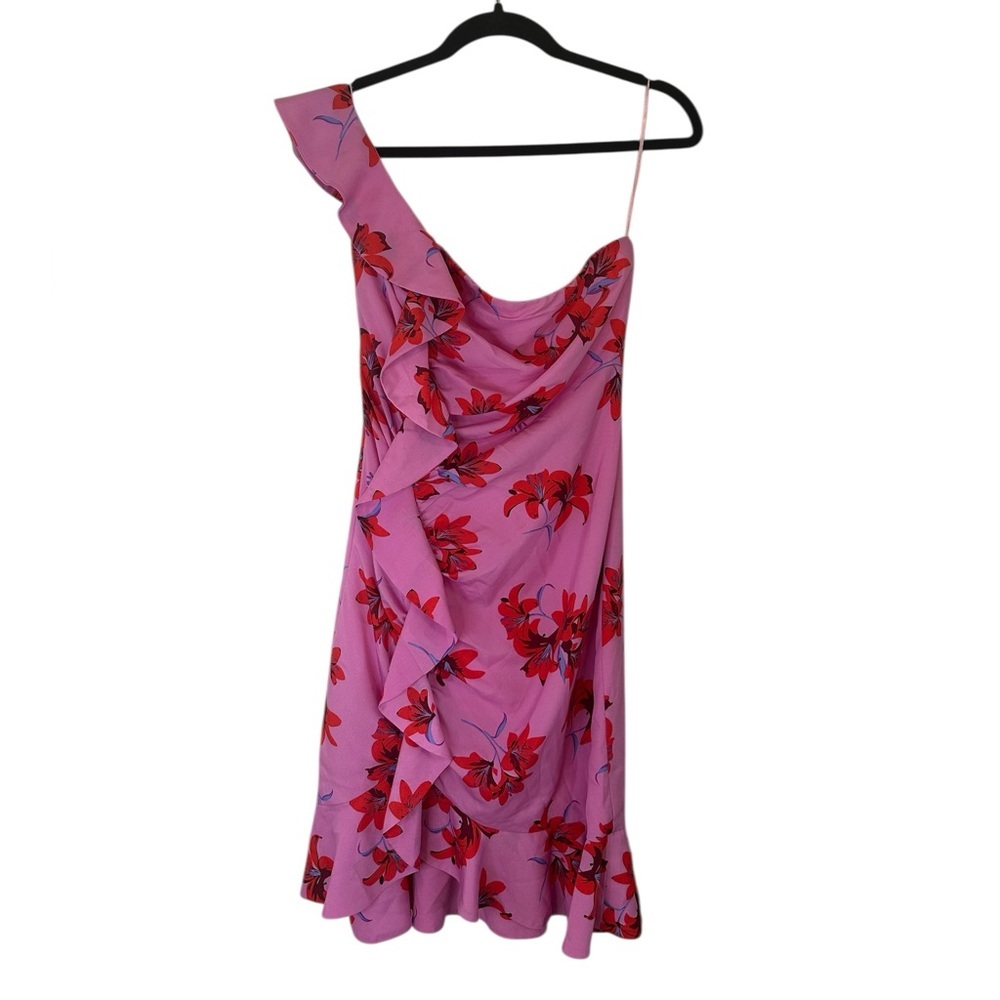 Likely Lois Pink Floral One-Shoulder Dress Size 4 - Picture 2 of 6
